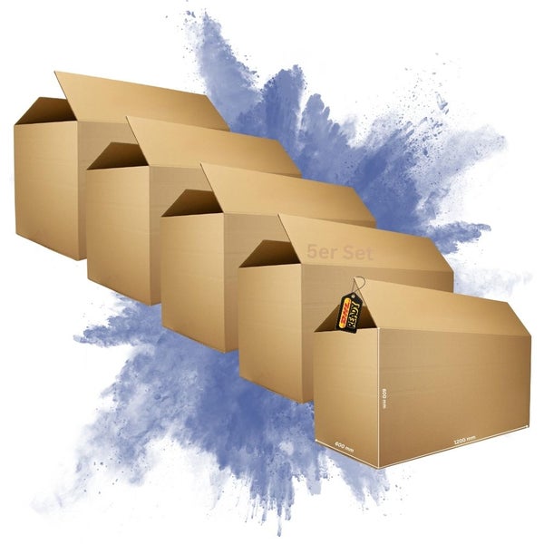 PROREGAL 5x Versandkarton 2-wellig LxBxH 1200 x 600 x 600 mm Mit Höhenriller & Belastbar bis 30 kg Faltkarton Karton Paket für Versand mit DHL