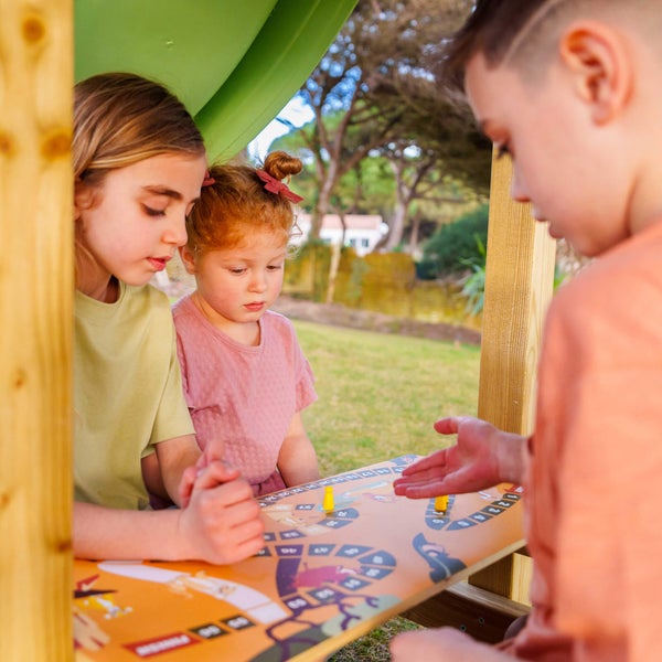 WICKEY Spielturm Disney Der König der Löwen Quest mit Rutsche, Picknicktisch und Doppelschaukel