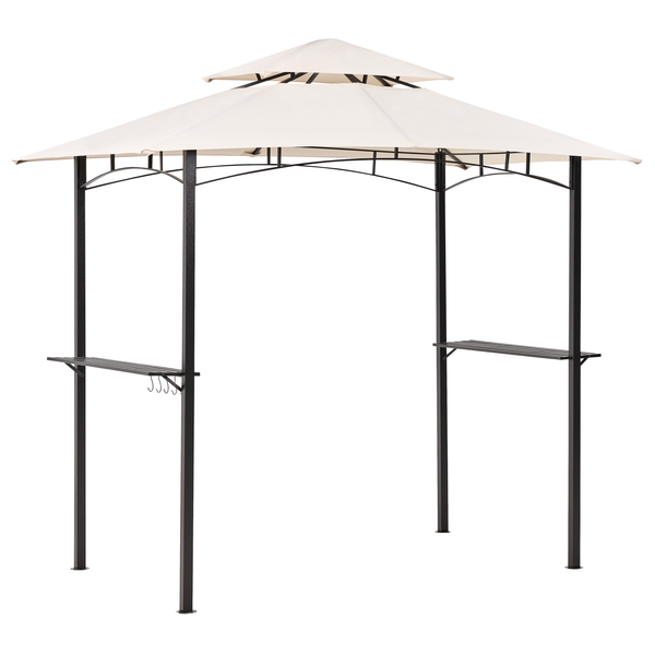 Grillpavillon mit zwei Ablagen und Hakenleiste, Metallgestell und Dachbezug für den Garten