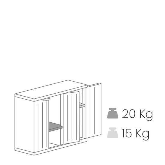 Toomax Lagerschrank Midi 3 Türen niedrig hellgrau/anthrazit für optimalen Stauraum
