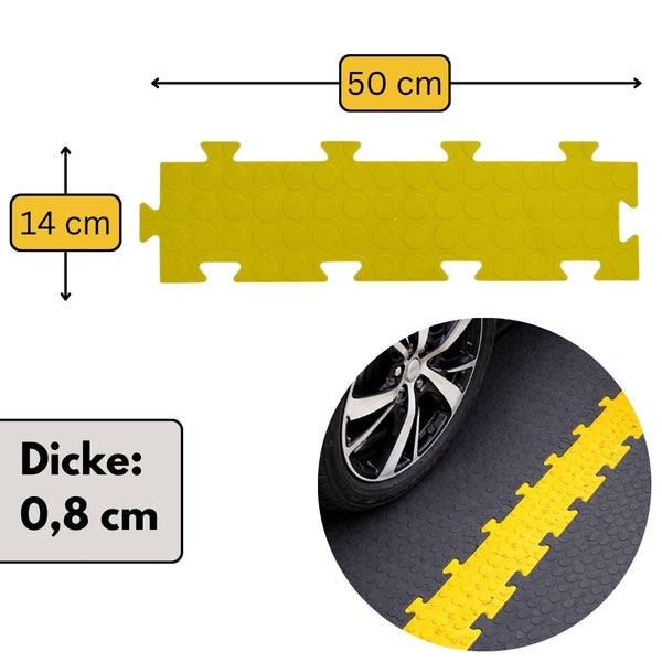 Kantenprofil für Industrieboden, 50 Zentimeter lang, 14 Zentimeter breit, 0,8 Zentimeter dick, mit Noppenstruktur.