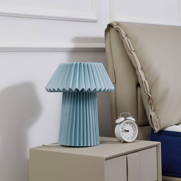 Lindby Tischlampe Magali in Blau aus Papier (1 flammig, E14) - Tischleuchte Schreibtischlampe Nachttischlampe Wohnzimmerleuchte