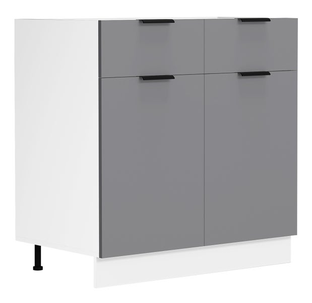 Küchenschrank B 80 cm Unterschrank Fasola Weiß / Anthrazit