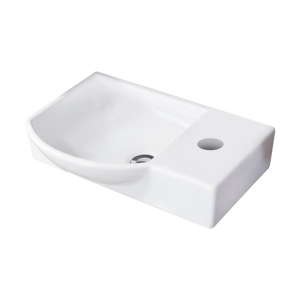 Fackelmann B.CLEVER Gäste-WC Set 2 Teile – Waschtischunterschrank in Holz Braun mit Waschbecken aus Keramik – SBC Waschbeckenunterschrank schmal – Türanschlag links – Hahnloch rechts – 45 cm breit