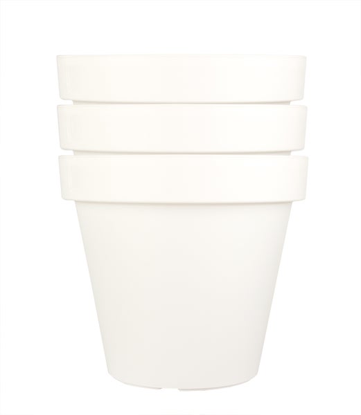 3x XXL Blumentopf Ø 58 cm aus Kunststoff - Weiß - Pflanztopf Containertopf Übertopf Pflanzkübel rund - Drainage-Möglichkeit