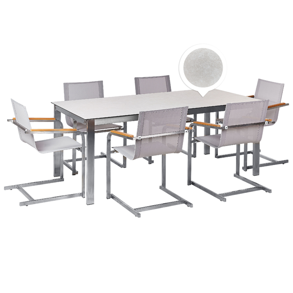 Gartenmöbel Set 6-Sitzer COSOLETO Sicherheitsglas Weiß