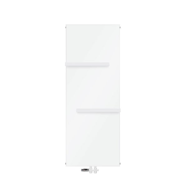 ML-Design Badheizkörper 1600x604mm Weiß Flach + Bodenanschlussgarnitur Durchgangsform Multiblock Thermostat + 2x Handtuchhalter Paneelheizkörper Mittelanschluss Vertikal Planheizkörper Flachheizkörper