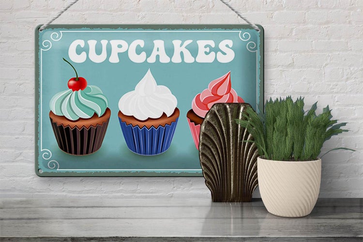 Blechschild Spruch 30x20cm Cupcakes Schild