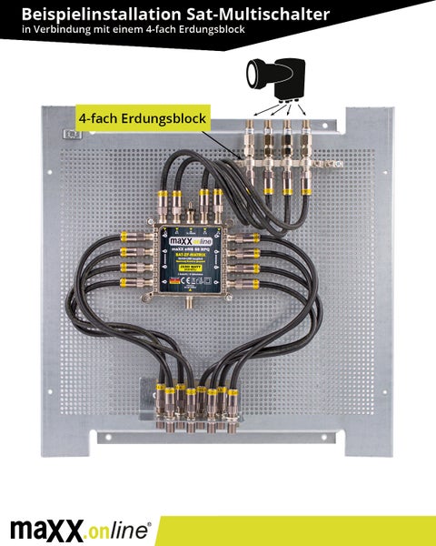 8-fach Erdungswinkel für Sat Multischalter, LNBs, Antennenverstärker, Potentialausgleich für Koaxialkabel, Erdungsblock, Erdungsschiene für Sat Erdung