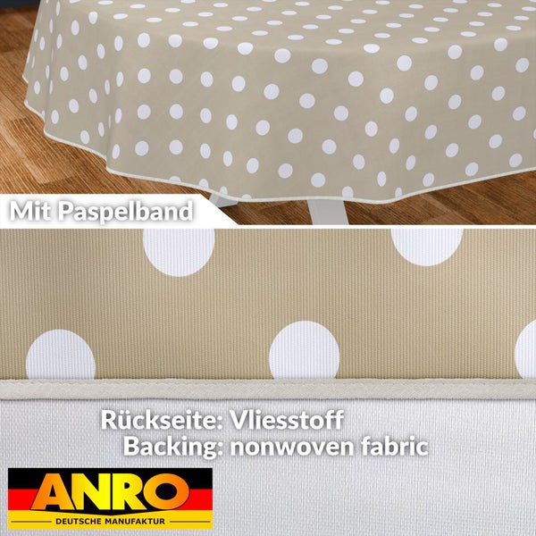 Tischdecke mit Paspelband und Punktmuster, Rückseite aus Vliesstoff