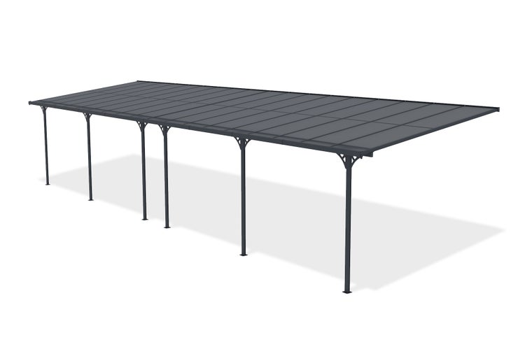 Angebaute Pergola/Carport 33m² KLEO 1100L300 Aluminium Grau