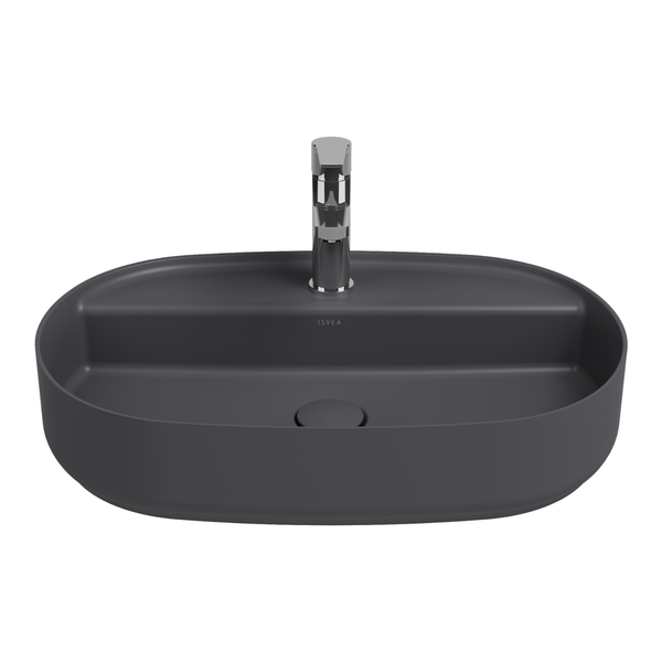 Isvea Waschbecken Oval Aufsatzwaschbecken Badezimmer Anthrazit