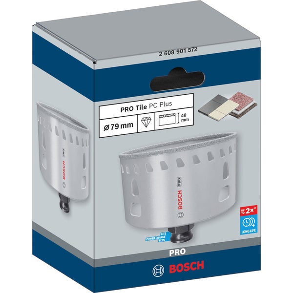 Bosch Pro Fliesenlochsaege PC Plus mit 79 Millimeter Durchmesser in Verpackung