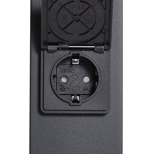 Außensteckdose mit Klappdeckel, Schutzart IP44, Kunststoff