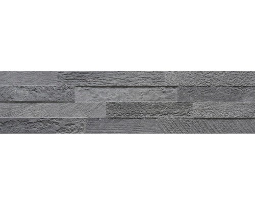 Feinsteinzeug Verblender Sandstein Schwarz 3D, 15x61cm