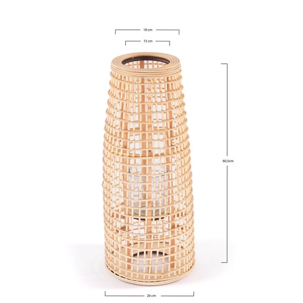Laterne Iva 60 Bambus, mit Windlicht-Glaseinsatz naturfarben
