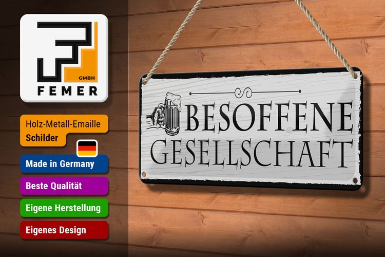 Blechschild Spruch 27x10cm Stammtisch hier sitzen nur die Dekoration