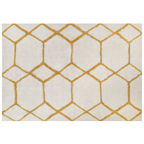 Teppich Baumwolle cremeweiß / gelb 160 x 230 cm geometrisches Muster Shaggy BEYLER