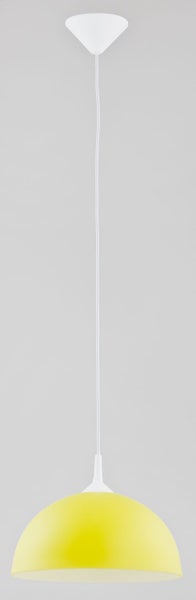 Moderne Pendelleuchte mit halbkugelförmigem Lampenschirm und langer Kabelaufhängung für eine gleichmäßige Raumbeleuchtung.