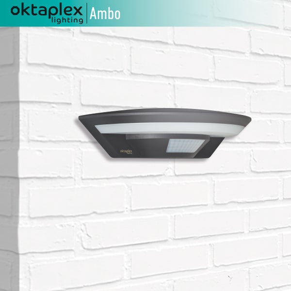 Außenlampe mit Bewegungsmelder 10W 800lm 3000K Warmweiß IP54 Anthrazit Außenleuchte 230V Wandlampe Downlight