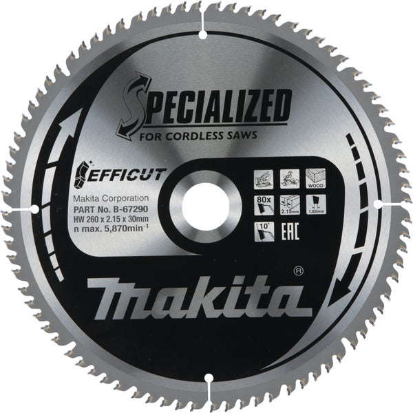 Makita EFFICUT Sägeblatt Holz 260 x 30 x 80Z - B-67290