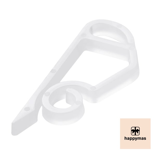 HappyMas Logo. Christbaumkugelhalter aus Kunststoff