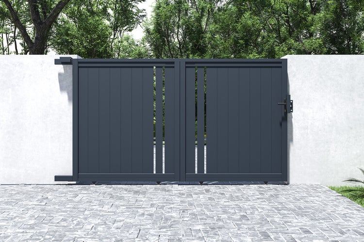 Schiebetor 3m GIONA H.180 graues Aluminium