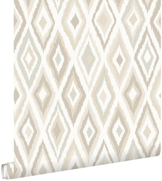 ESTAhome Tapete Ikat-Motiv Beige - 53 cm x 10.05 m - 148628