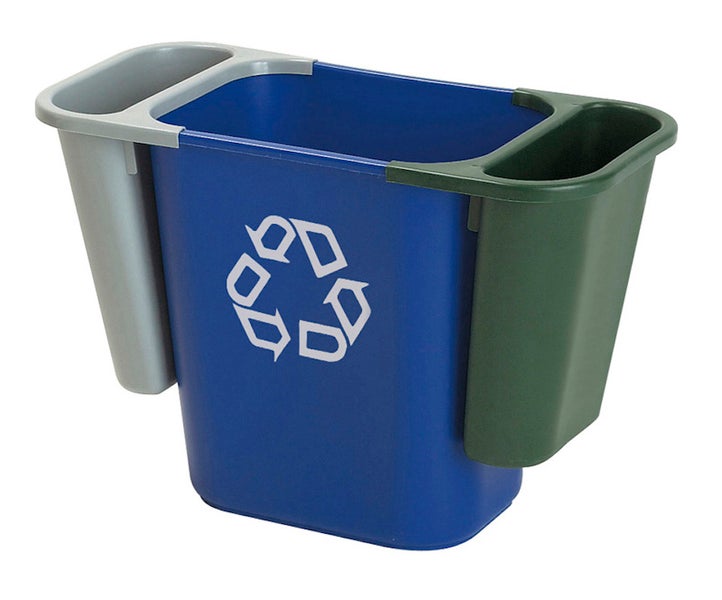 PROREGAL Rubbermaid Rechteckiger Abfallbehälter Aus Polyethylen 26,6 Liter HxBxT 38,1 x 26 x 36,3 cm Blau Mit Recyclingsymbol