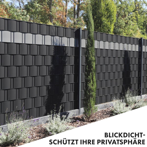 FLOORDIREKT PVC Sichtschutzstreifen 19 cm x 35 m für Gartenzäune Blickdicht Anthrazit