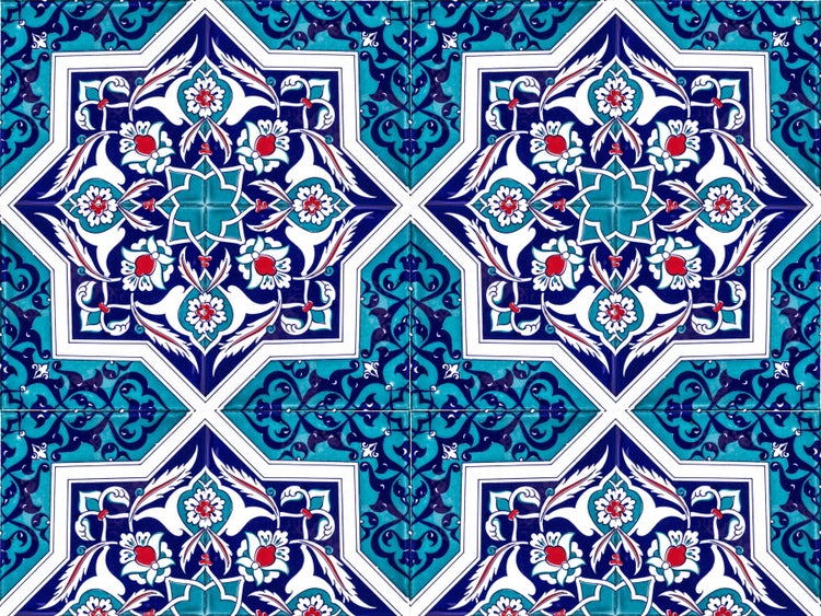 Türkische Fliesen Keramik 20x20 Mehtap - Keramische Wandfliesen für Bad und Küche im Mosaikstil | Packung mit 12 dekorativen Keramikfliesen 0,48 m2