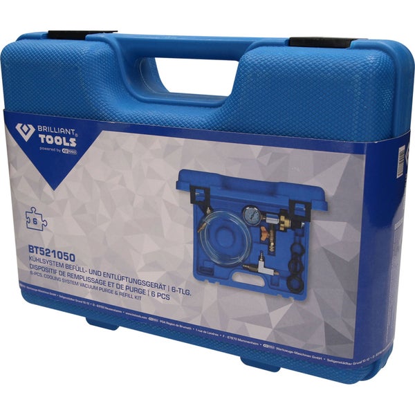 Brilliant Tools Kühlmittel Vakuum Befüll- und Entlüftungsgerät im blauen Werkzeugkoffer