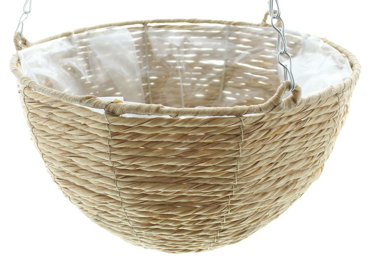 Hängeampel aus geflochtenem Material mit Einsatz