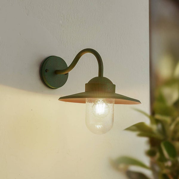 Lindby Wandleuchte außen (Laterne) Bilma (spritzwassergeschützt (Modern) in Grün aus Aluminium (1 flammig, E27) - Außenwandleuchten Wandlampe Led Außenlampe Outdoor für