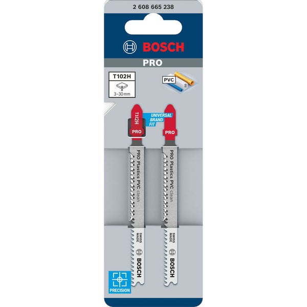Bosch PRO Plastics PVC clean T102H Stichsägeblatt 100 mm 2-tlg. - 2608665238