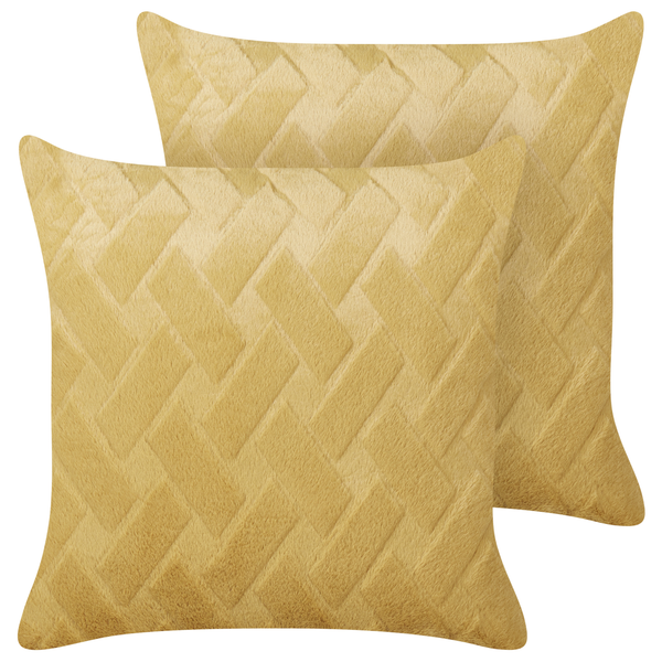 Dekokissen 2er Set SITAPUR Webpelz 45 x 45 cm Senfgelb Ohne Muster