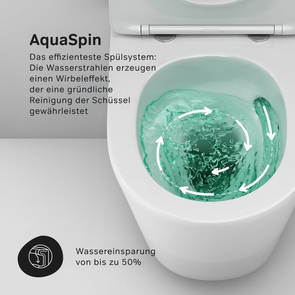 AM.PM Wand-WC Set Tiefspüler offener Spülrand weiß glänzend mit WC-Sitz , Vorwandelement und Betätigungsplatte chrom IIS90151.PA1900