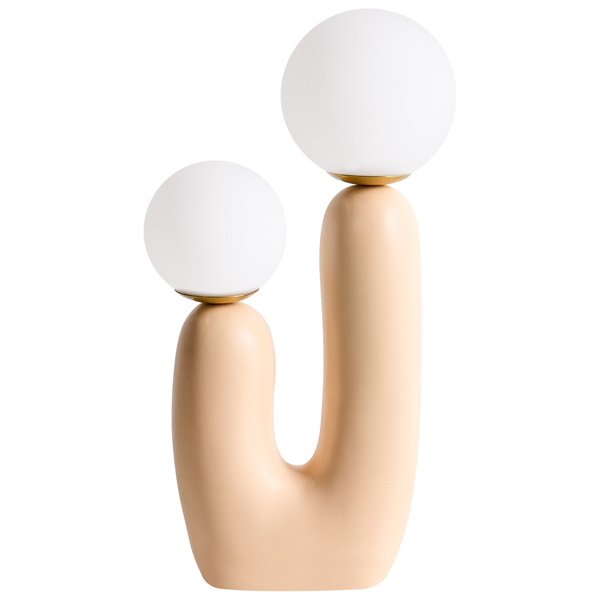 Tischleuchte mit zwei runden Lampenschirmen