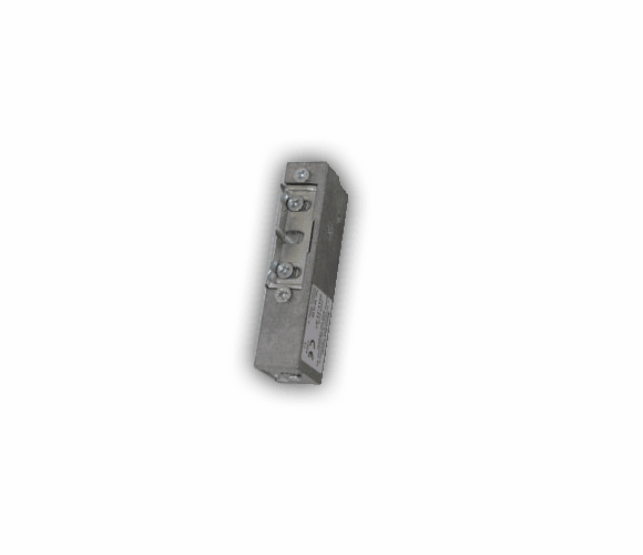 Elektrischer Türöffner aus Metall mit Verstellschrauben.