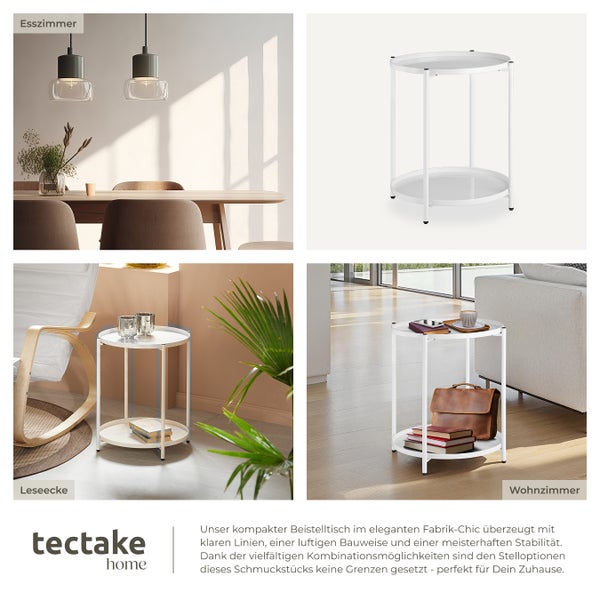 Beistelltisch tectake Oxford 45,5 x 45,5 x 53 cm Stahl weiß
