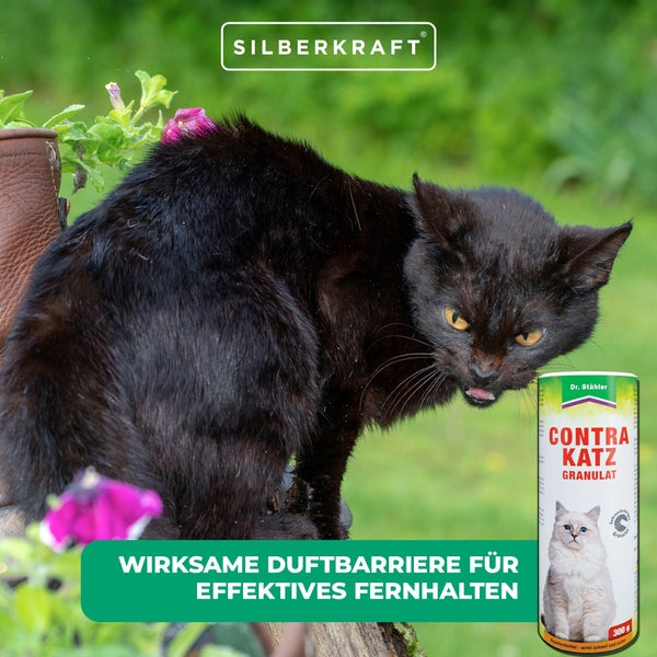 Contra Katz Granulat zur Abwehr von Katzen, Hunden und Kaninchen, Tierabwehr für Garten, Terrasse, Beete, Hauswand und Rasen, Duftbarriere gegen Verunreinigungen, Fernhaltemittel