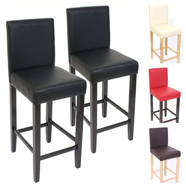 Barhocker mit Kunstlederbezug und Holzgestell