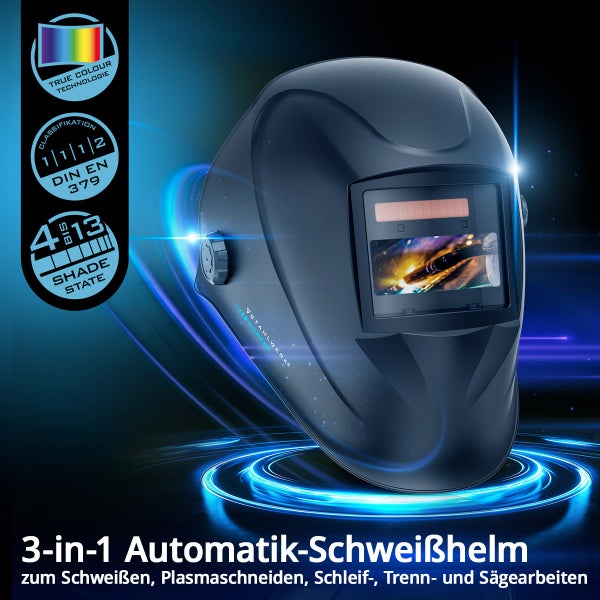 3-in-1 Automatik Schweißhelm für Schweißen, Plasmaschneiden, Schleif-, Trenn- und Sägearbeiten