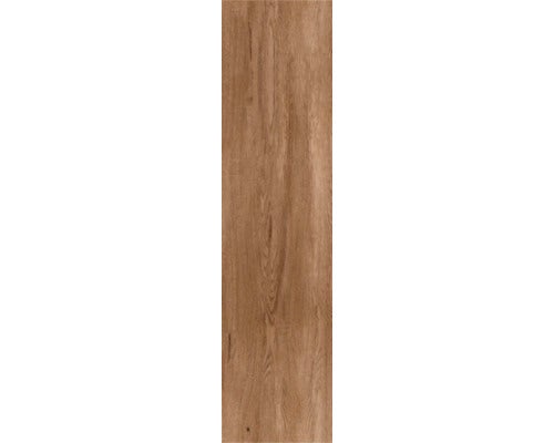 Braune Bodenplatte in Holzoptik mit natürlicher Maserung.