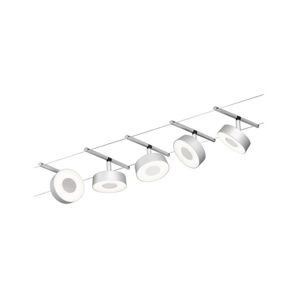 CorDuo LED Seilsystem Circle Basisset 5x180lm 5x5W 3000K 230/12V Chrom matt