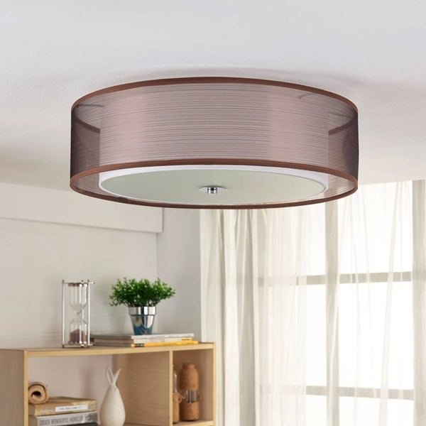 Lindby Deckenlampe Tobia (Modern) in Braun aus Textil (3 flammig, E27) - Deckenleuchte Lampe Wohnzimmerleuchte