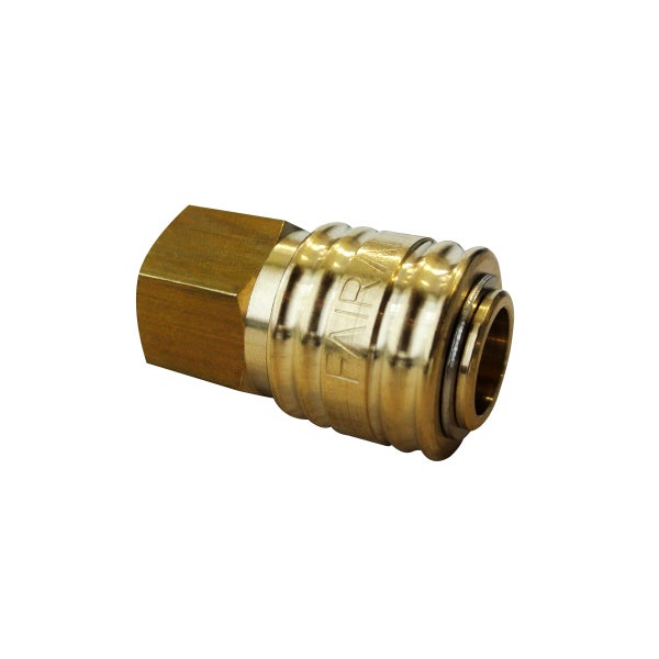 FAIRAIR Schnellkupplung SK-7,2-1/2I, NW 7,2 G 1/2 innen, Messing blank, einhändig bedienbar, FA60006