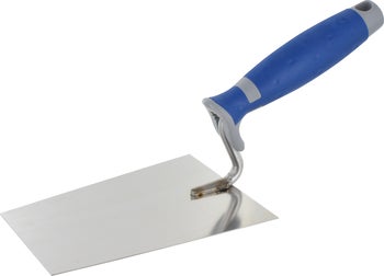 Glättkelle aus Metall mit ergonomischem Griff für Maurerarbeiten