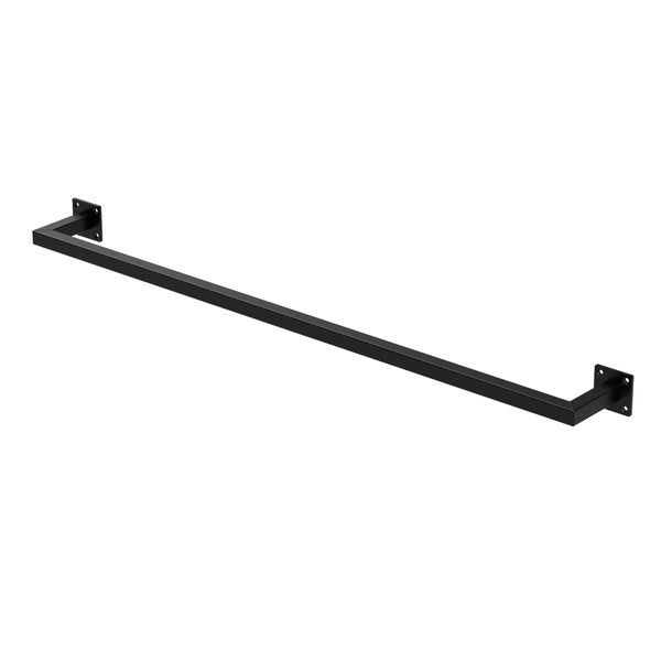 ML-Design Kleiderstange Rechteck für die Wand, T12cm x B110cm, Schwarz, aus Stahl, rostfrei, Garderobenstange U-Form, Kleiderständer Wandmontage, Kleidergestell Garderobenhalter, inkl. Montagematerial