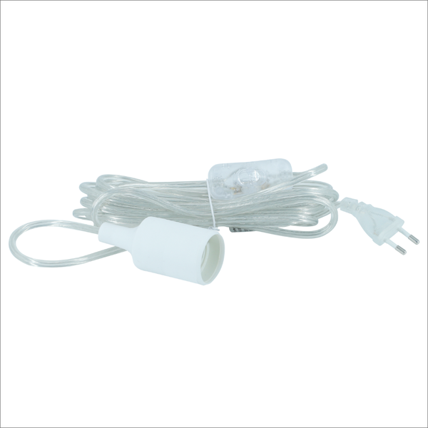 Parus by Venso E27 Lampenfassung 4m Kabel Transparent, Eurostecker, Venso Ecosolutions Lampenfassung E27 mit Kabel für E27 LED Lampe, Bulb Holder, Kabel für Lampe, Fassung E27